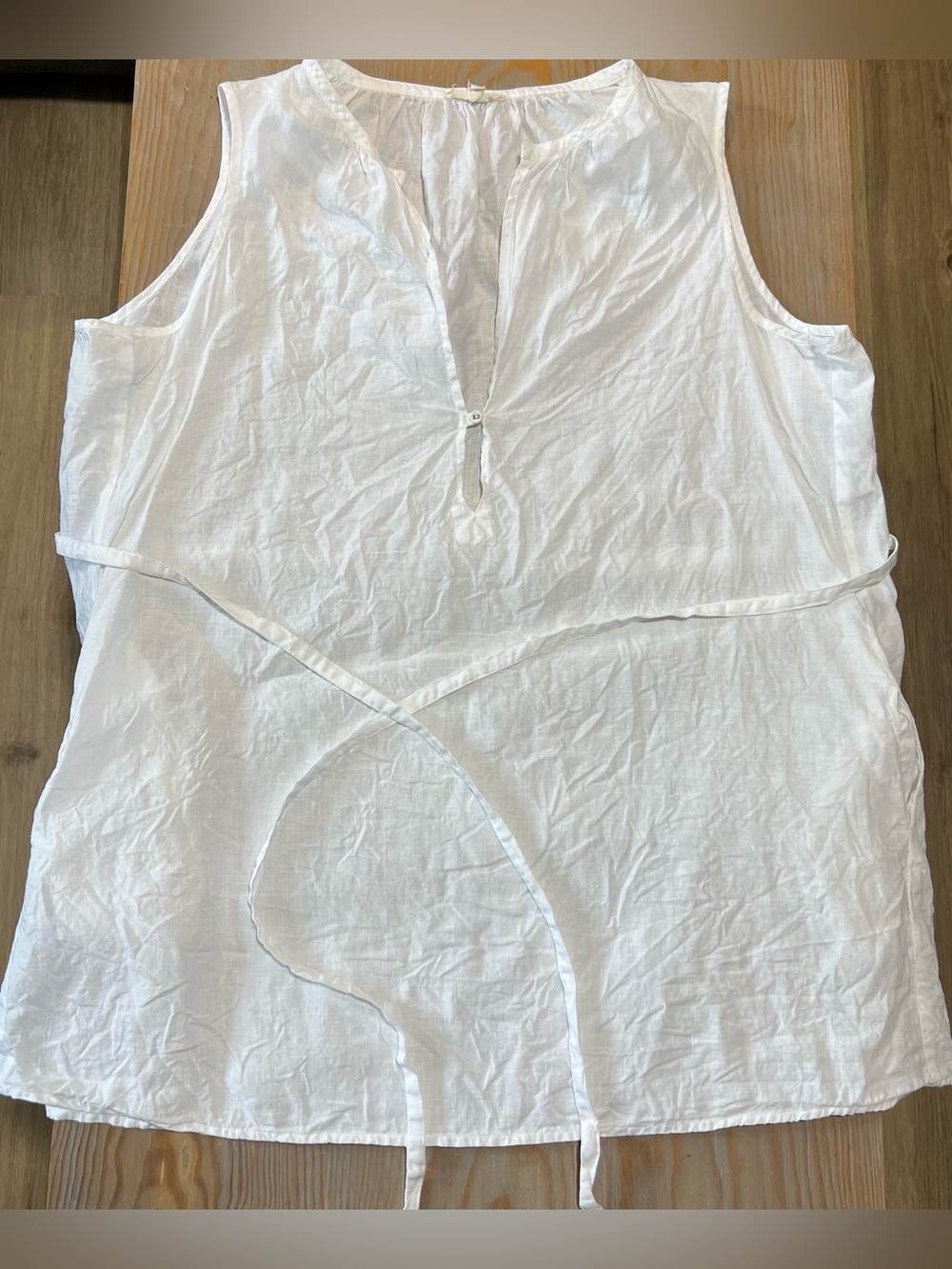 Eileen Fisher Irish linen sleeveless top with waist tie detail size 1X